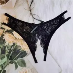 再入荷❤️オープンクロッチ　セクシーランジェリー　マンネリ解消ショーツ 96 黒のサムネイル