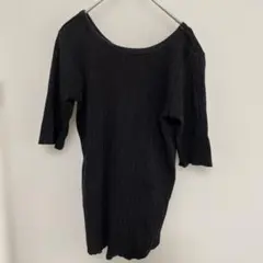 OMNES リブカットソー ブラック 五分袖