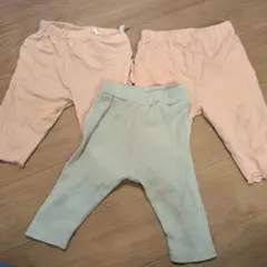 ベビー用レギンス3点セット（ピンク・ミント）　80cm 夏服　まとめ売り