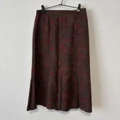80s vintage フレアスカート ペイズリー柄 レッド レトロ古着 XL