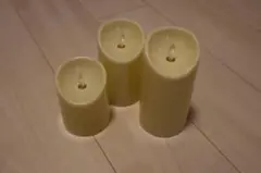 イエロー LEDキャンドル 3個セット(10/12.5/15cm）