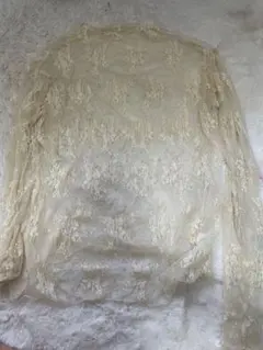 アイボリー レース 長袖シャツ