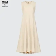 ユニクロ×セオリー ウルトラストレッチフレアロングワンピース ナチュラル