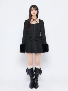 BUBBLES ファーカフスセットアップ ブラック