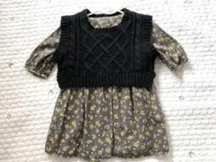 プティマイン　花柄ワンピース　90