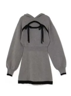 BUBBLES バブルス リボンフーディーニットワンピース ミニワンピ ニット