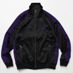 値下げNeedles トラックジャケット ブラック✕パープル needles トラックジャケットブラックパープルXL