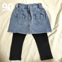 petit main ねこデニムスカートレギンスセット 90