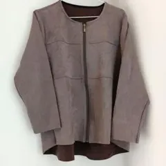 ノーカラージャケット スエード風