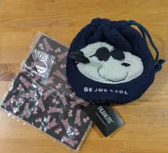 新品　PEANUTS スヌーピーポーチ ボア　ジョークール、年代物　ハンカチ