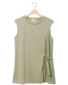 新品！サイドプリーツフレンチスリーブトップス イング（INGNI）カーキ