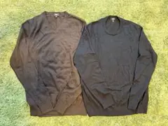 【美品】ユニクロ メリノ Vネック・クルーネック セーター 2点セット M