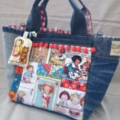トートバッグ トマトガール レトロキッズ リメイクデニム ハンドメイド
