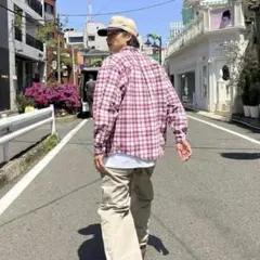 90s ネルシャツ usa 古着 アメカジ 長袖チェックシャツ レッド L 短丈