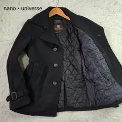 美品 ナノユニバース ミドル丈 コート ウール カシミヤ サイズS ブラック