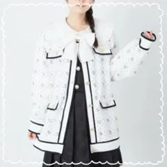 最終値下げ✧︎モノグラム配色カーディガン 白