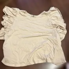 ZARA ベージュ フリル袖 Tシャツ