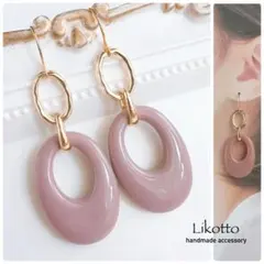 【412】ハンドメイドピアスイヤリング　大ぶりフープアレルギー対応金具変更紫