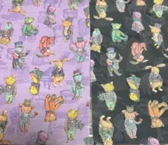 ジョリーフルール　猫・ウサギ柄カット生地　2枚セット　⑤