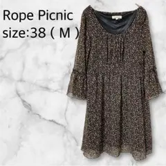 ロペピクニック ＊ フレアワンピース 花柄 総柄 ラメ フリル ポリエステル M