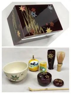 蒔絵茶道具セット 抹茶碗 茶筅 棗 蓋置 茶杓