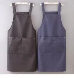 デニムエプロン C 2色 2枚セット 黒+紺 男女兼用 料理 DIY 園芸 掃除のサムネイル