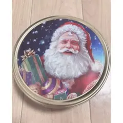 カルディ　KALDI クリスマス　缶　サンタクロース デザイン 丸型 空き缶のサムネイル