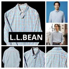 L.L.bean 長袖シャツ S M 定番チェック 青 ブルー
