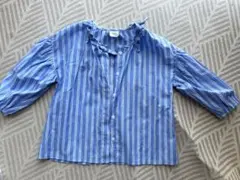 RIO サイズ90 青と白のストライプ 長袖ブラウス