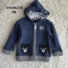 ダブルビー　クマ耳　パーカー　ネイビー　90
