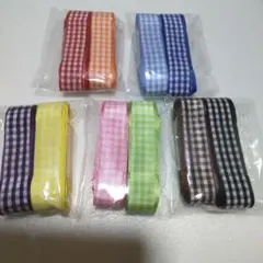チェック柄リボン　幅…約15ミリ　10色セット