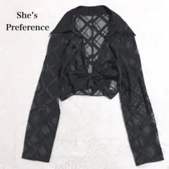 シーズ 長袖シャツカーディガン ボレロ クロス チェック ショート丈 シースルー