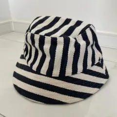 ストライプ バケットハット ネイビーとホワイト