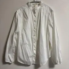 ホワイト フリル襟 長袖シャツH&M