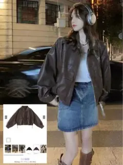 【GRL】襟2Wayレザーブルゾン[fo1951]ブラウン