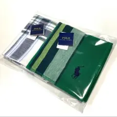 新品　ポロラルフローレン　タオルハンカチ　チェック　グリーン　ホワイト