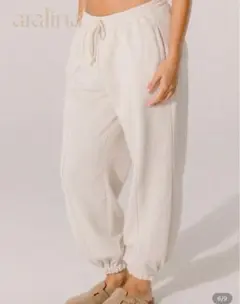 新品 裏起毛 スウェット ジョガーパンツ Lサイズ アイボリーセンタープレス