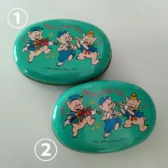 スリーリトルピッグス 楕円形金属缶　2個セット