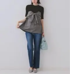 OPAQUE.CLIP ニット セーター リボンビスチェドッキングニット手洗い可