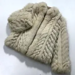 デザイン◎銀サガ ブルーフォックス ファーコート 上品　ショート丈　本毛皮　青狐