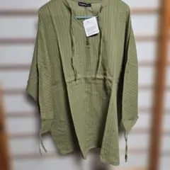 オリーブグリーン 五分袖 チュニック