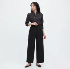 定価3,990円 UNIQLO タックワイドパンツ456116