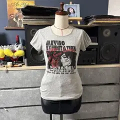 y2k グランジ pinky sweet グレー グラフィックプリント Tシャツ