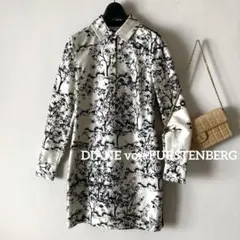 ダイアンフォンファステンバーグ＊上質シルク トワルドジュイ柄 ビジューワンピース
