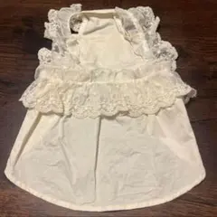 ホワイト レース付きフリル犬服 小型犬用