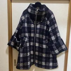 美品☆REDYAZEL ウール ジッパーチェックコート　ブラック系のサムネイル