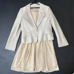 アイボリー ジャケット&シフォンワンピースセット