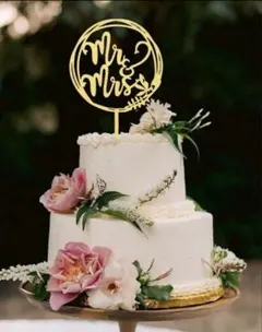 Mr & Mrs ゴールドケーキトッパー