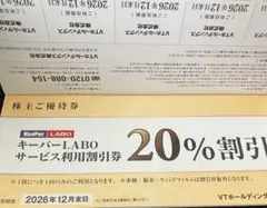 KeeperLABO キーパーラボ　優待券　20% 割引券　VTホールディングス