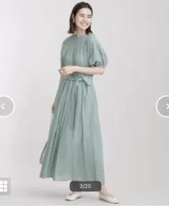 nano universe ボイルギャザーワンピース グリーン36